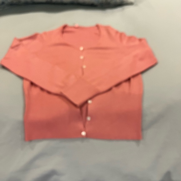 Ann Taylor Twinset - pink silk cardigan and matching shell, medium - Picture 3 of 6